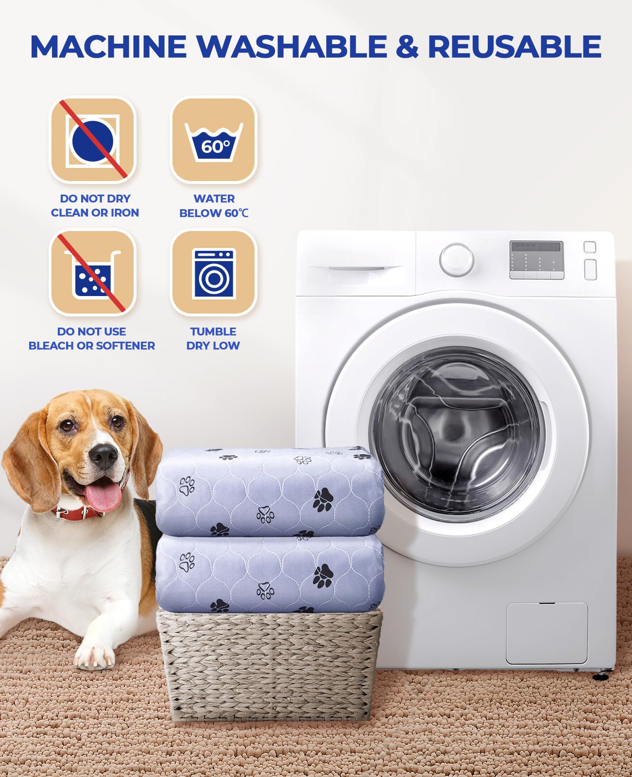 BEVTEE Washable Pee Pads for Dogs, 2-Pack Gray photo 4