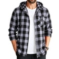 thumbnail image 5 of hoksml Men's Hooded Plaid Shirt Jacket Full Zip Up Long Sleeve Hoodie Shacket for Fall Winter Daily Outdoor Work Comfort, 5 of 6