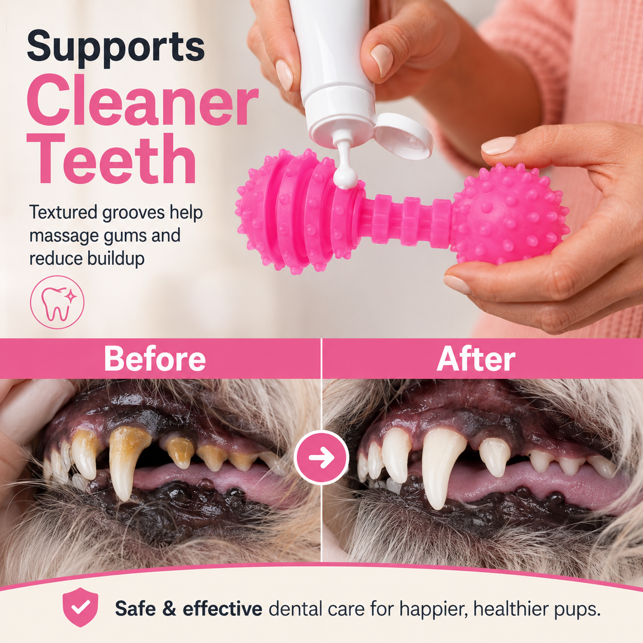 COUTEER Puppy Toys, 6-Pack Dog Chew Set, Pink photo 6