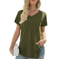 thumbnail image 5 of Women's T-Shirts Top TShirt For Women Short Sleeves Solid Color Outdoor Loose Casual Tshirt Comfortable Fashionable for Everyday Wear, 5 of 6