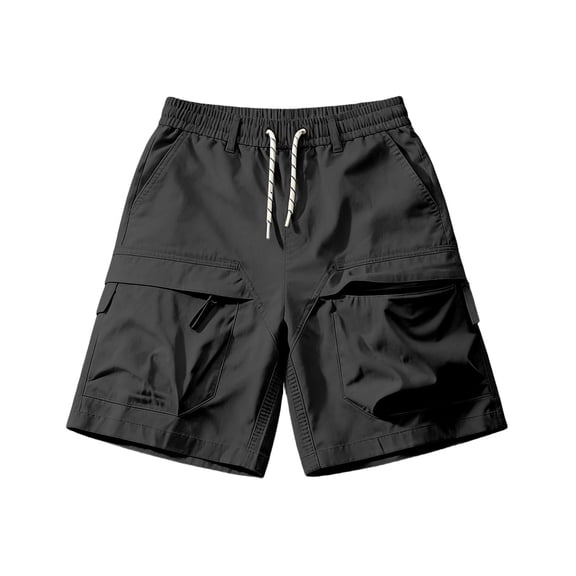 PIMSSY Men Shorts Summer Lightweight Functional Workwear Shorts Loose Fit Casual Cropped Shorts Solid Color Outdoor Male Birthday Bottoms