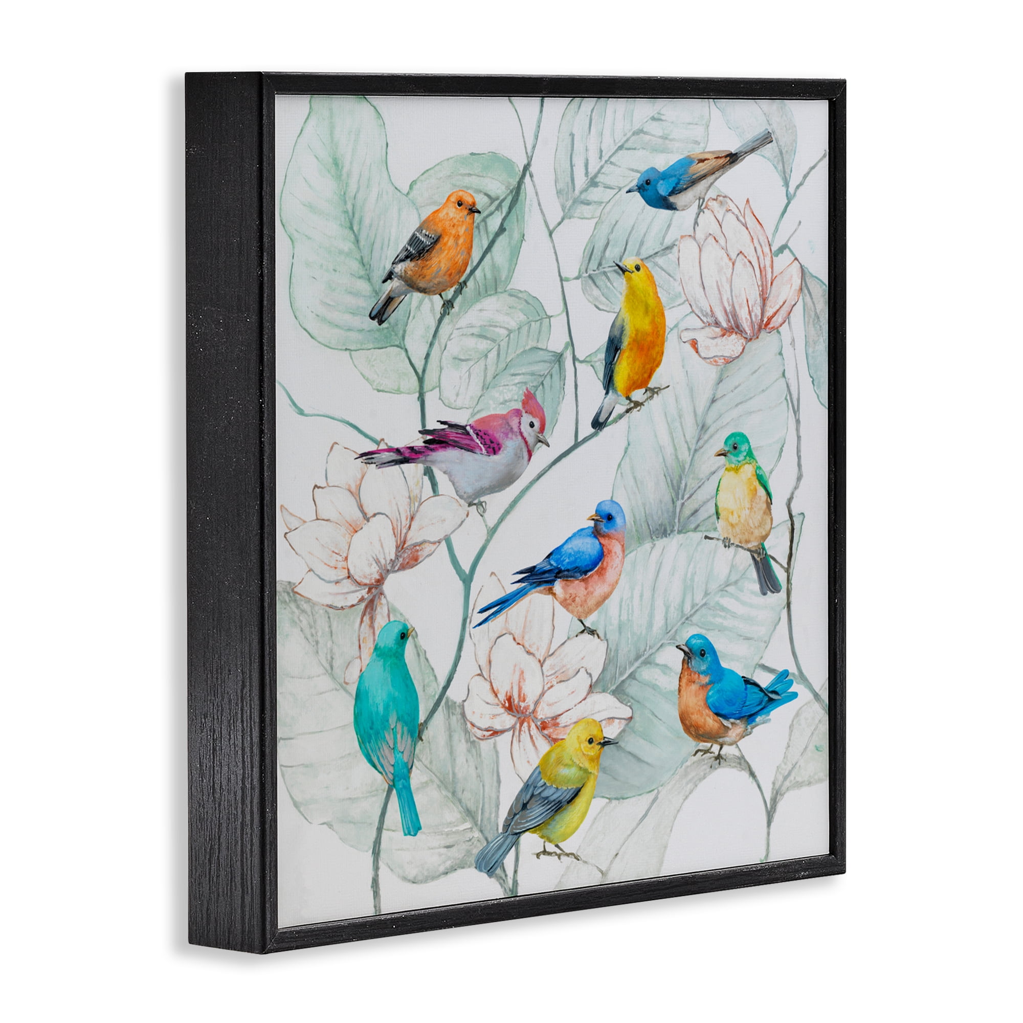 Stupell Industries Colorful Array Of Birds Black Framed Giclee Art, design by Lorenzo Collective