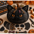 thumbnail image 2 of DIY Animal Pumpkin Sewing Kit, Harvest Fabric Craft Set, Autumn Thanksgiving Decor, Handmade Gift, Cute Woodland Friends, Pre-Cut Patchwork, Halloween Seasonal Ornament,Cat, 2 of 7