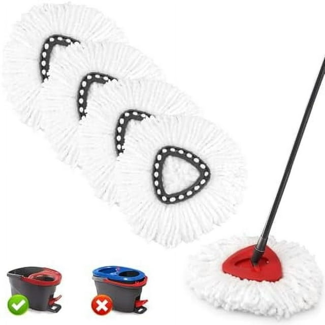 Lot de 4 Têtes de Vadrouille Rotative de Rechange pour O-Ceda Easywring, Têtes de Vadrouille Rotative Réutilisables en Microfibre, Nettoyage Facile et Lavables à la Machine