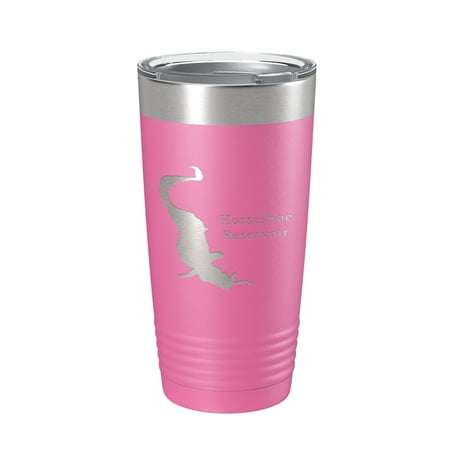 

Horseshoe Reservoir Tumbler Lake Map Travel Mug Insulated Laser Engraved Coffee Cup Arizona 20 oz Pink