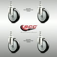 thumbnail image 2 of 5 Inch 316SS Black Polyurethane Wheel Swivel 12mm Threaded Stem Caster Set, 2 of 2