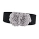thumbnail image 5 of Cinturón elástico ancho para mujer, cinturón de moda con flores grandes para camisas largas y blusas. Flor gris, 5 of 9