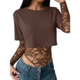 thumbnail image 5 of Wowcloth Women's Crop Top, Chic Solid Color, Slim Fit Short Sleeve for Daily Wear, 5 of 7