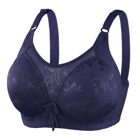 Akiihool Everyday Bras Plus Size Women s Push Up Bra Wireless Padded No Underwire Bralettes Lace Plunge Bras (Blue 42C)