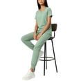 thumbnail image 4 of Scrubs For Women Set Crewneck 2 Pockets Short Sleeve Scrub Top & Elastic Waist Jogger Pants Wrinkle Resistant Soft Simplicity Nurse Uniform Light Green M, 4 of 6