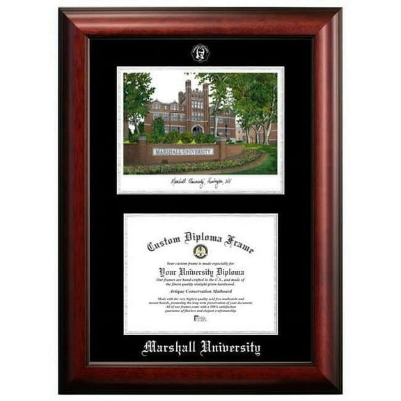 Campus Images  11 x 8.5 in. Marshall University Silver Embossed Diploma Frame with Lithograph