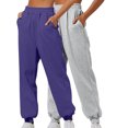thumbnail image 2 of 2 Pack Womens Baggy Fashion Sweatpants Solid Color Loose Casual Home Purple Wicking Breathable Sweatpants (XL), 2 of 7