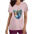 thumbnail image 2 of BiZtdJrK Mardi Gras Scrubs for Women 2025 Spring Summer Short Sleeve T Shirts Nurse Medical Uniforms Casual V Neck Scrub Tops Shirts Pink S Clearance Items, 2 of 6