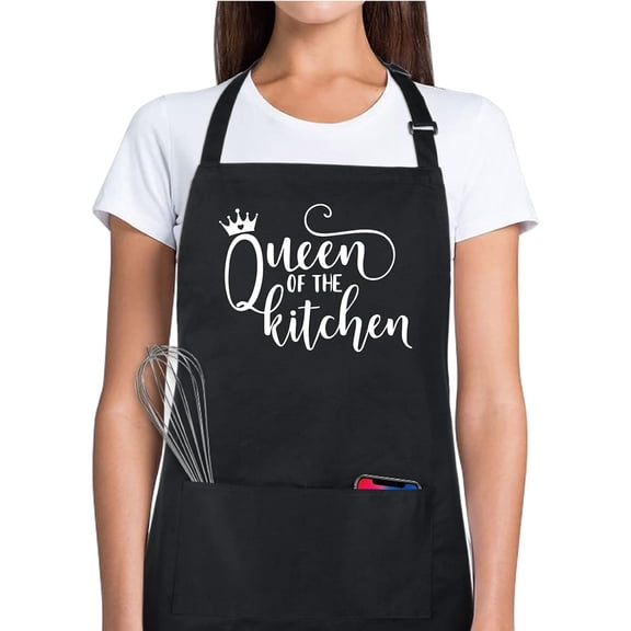 100% Cotton Funny Apron with 2 Pockets for Men Women BBQ Grilling Adjustable Bib Black Aprons Gifts Cooking Kitchen