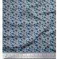 thumbnail image 1 of Soimoi Blue Japan Crepe Satin Fabric Gray Brush Stroke Decor Fabric Printed Yard 42 Inch Wide, 1 of 3