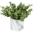 thumbnail image 2 of Northlight 9" Green Artificial Eucalyptus in a Marble Style White Pot, 2 of 7