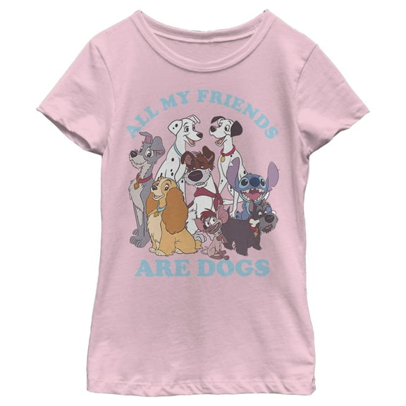 Girl's Disney All My Friends Are Dogs Graphic Tee Light Pink X Large