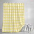 thumbnail image 3 of Shower Curtains for Bathroom, Yellow Plaid Waterproof Fabric Shower Curtain, Modern Minimalist Checkered Decorative Bathroom Curtain for Bathtub, 66"x72", No Hooks Included, 3 of 9