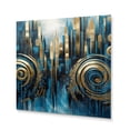 thumbnail image 2 of Designart "Urban Elegance Gold And Blue II" City Art Deco Metal Art Living Room, 2 of 5