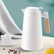 thumbnail image 5 of Tetera aislada, uso doméstico, tetera de presión, doble forro de vidrio, mango de madera de haya, fuerte retención de calor, presiona un botón, sin agua, termo blanco, 5 of 6
