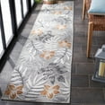 thumbnail image 3 of SAFAVIEH Cabana Blazhe Botanical Indoor/Outdoor Runner Rug, Grey/Ivory, 2' x 9', 3 of 12