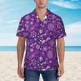 thumbnail image 2 of Honeii Purple Snowflakes Print Men’s Hawaiian Shirt,Classic Button-Down Short Sleeve Shirt, for Beach, Vacation, and Outdoor Activities,3X-Large, 2 of 7