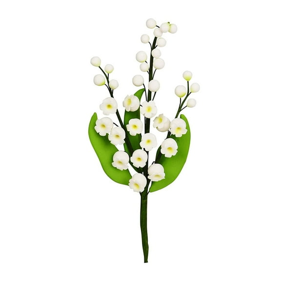 O'Creme Lily-of-the-Valley Gumpaste Sugar Flower 6 Inch, Set of 3 White with Buds