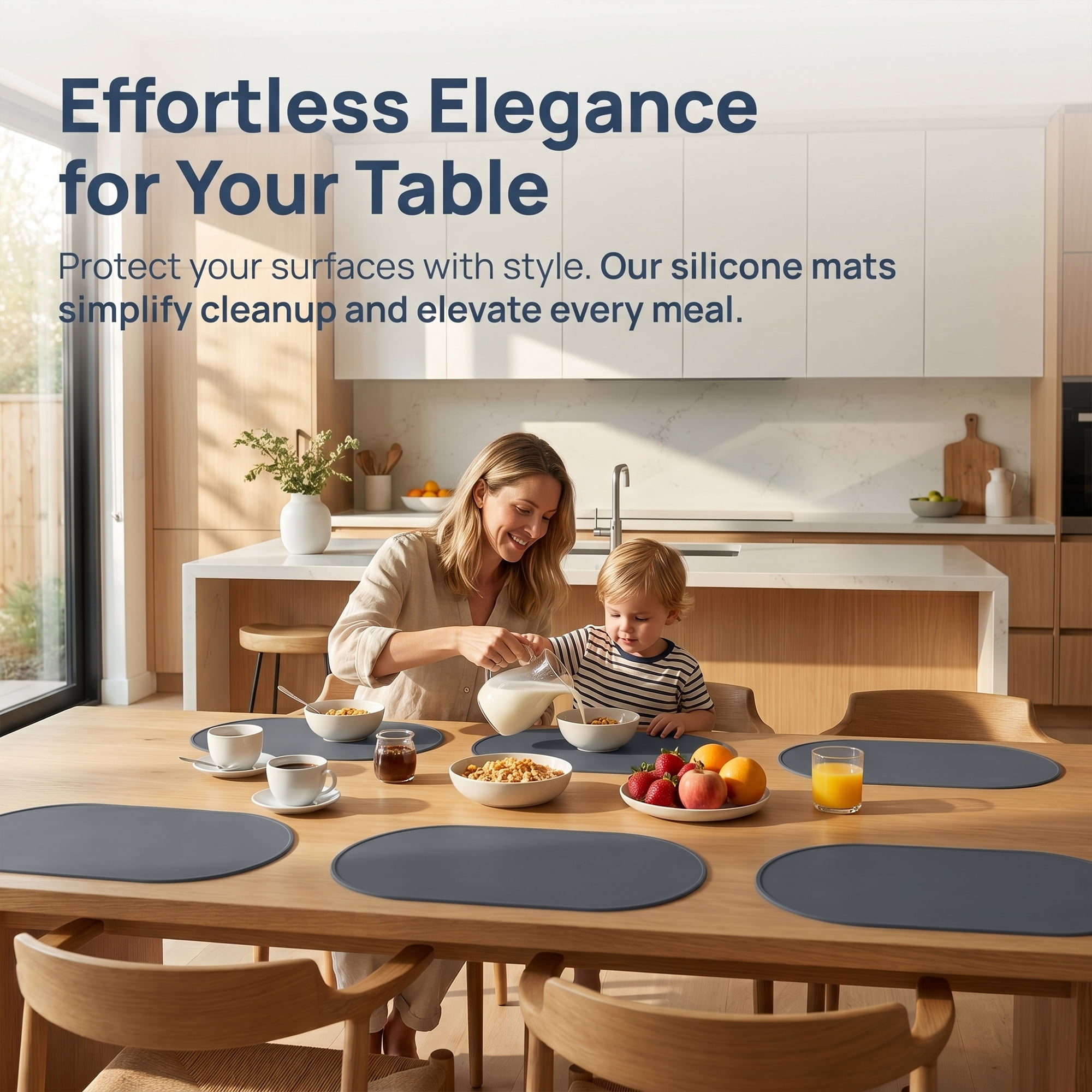 Unique Bargains 6 Pack Silicone Placemats for Kitchen Dining Table Decor Dark Gray