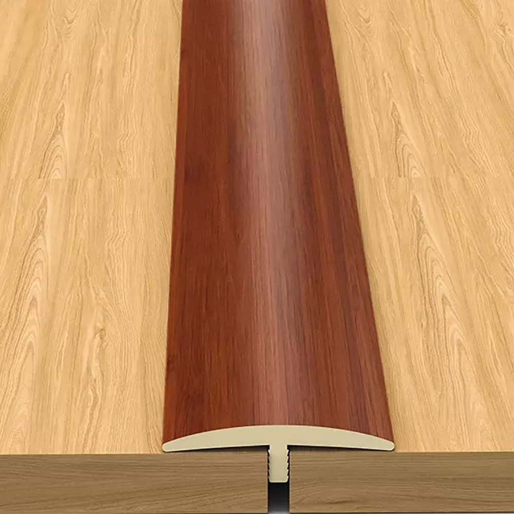 MAGILL T Molding Floor Transition Strip for Tile to Laminate/Vinyl and Carpet, PVC Flat Divider Strip for Joining Flooring Gaps, Self Adhesive Vinyl Floor Edge Strip Wood Grain Finish - Cuttable (Sty