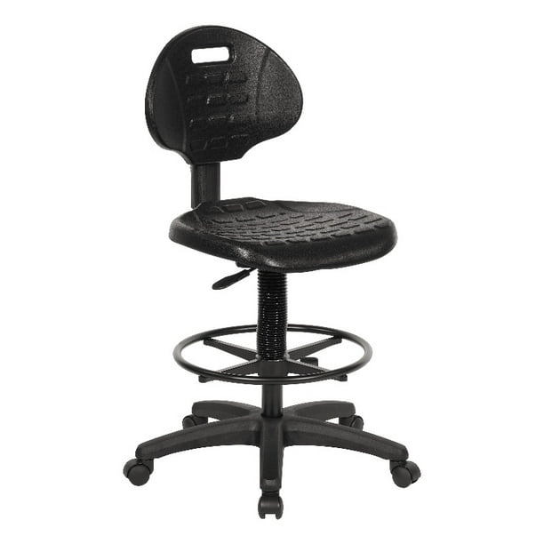 Black Plastic Urethane Intermediate Drafting Chair with Adjustable