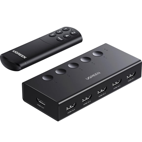 Conmutador HDMI UGREEN de 5 entradas y 1 salida 4K @60Hz con mando a distancia PS5/4/3 Xbox