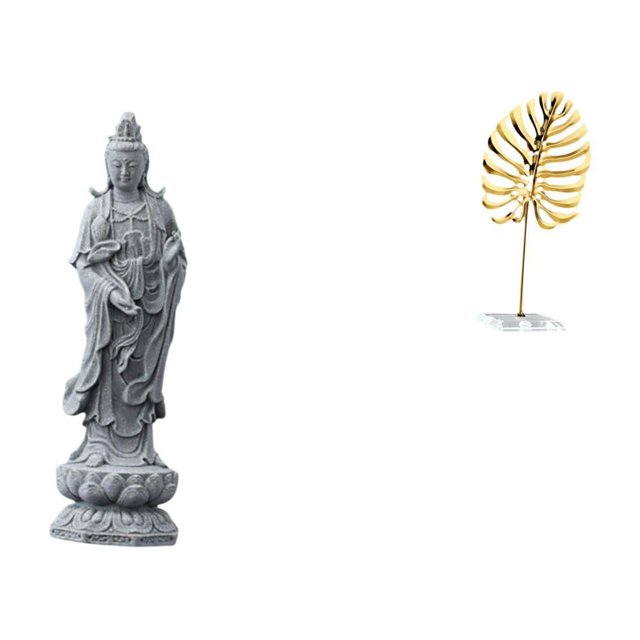 Estatua de hoja de metal de Guan Yin, accesorios de adorno, figurita tradicional de Kuanyin, escultura de Buda femenina, decoraciones abstractas