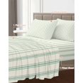 thumbnail image 4 of Queen Size Green Stripes Sheet Sets Mint Green Beige Parallel Bands Farmhouse Soft Breathable Microfiber Bed Sheets Deep Pockets 4 Piece Bed Sheets Set, 1 Fitted Sheet, 1 Flat Sheet & 2 Pillowcases, 4 of 7