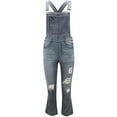 thumbnail image 2 of KOMOO  Women Denim Overalls Bib Jumpsuit Jeans Ripped Stretch Jumpsuit Slim Fit Suspender Pants, 2 of 4