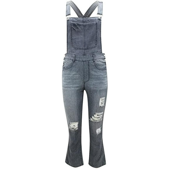 Special Offer! Beshee Jumpsuits for Women Casual Women's Denim Rompers Denim Overalls Ripped Washed Bib Jumpsuits Jeans Women's Jeans Overalls for Women Grey M