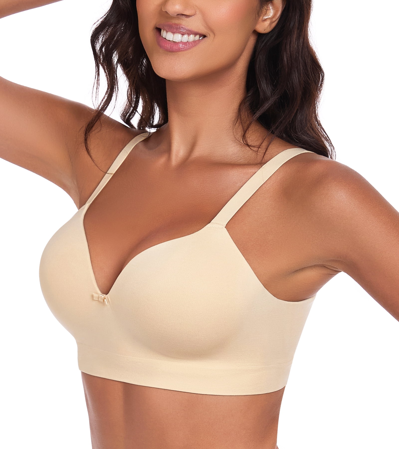 Just My Size Easy-On Front Closure Wirefree Bra, White, 48C, Nylon