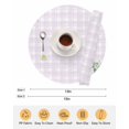 thumbnail image 6 of 15 Inch Round Placemats Set of 6, Eucalyptus Leaves Non Slip Heat Insulation PP Table Mats, Pink Plaid Summer Botanical Washable Place Mats for Kitchen Dining Party Table Decor, 6 of 7