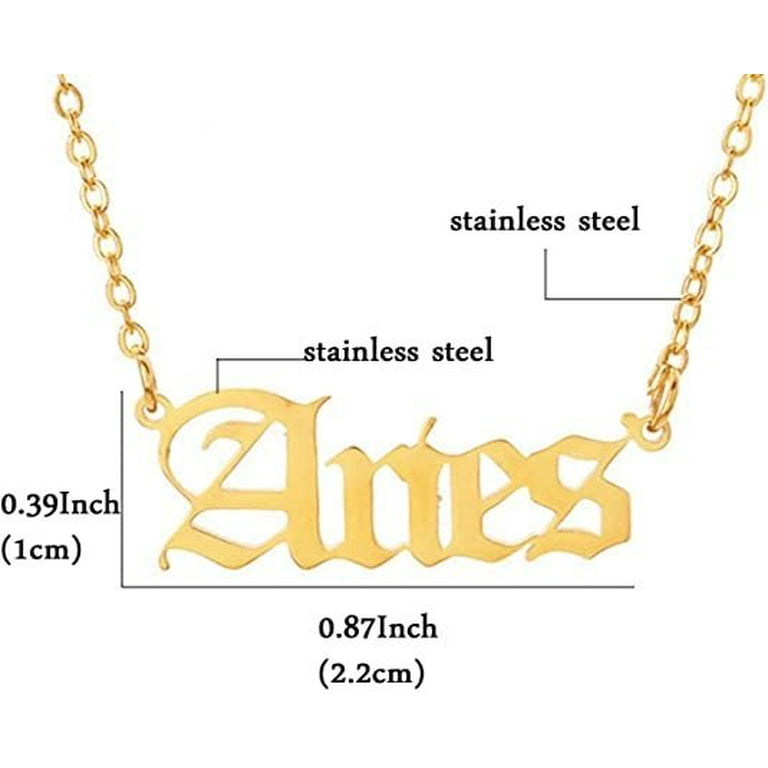 Stainless Steel Gold Plated 12 Zodiac, Horoscope, Old English
