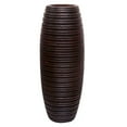 thumbnail image 5 of Brown Decorative Contemporary Mango Wood Ribbed Design Round Vase, 5 of 8