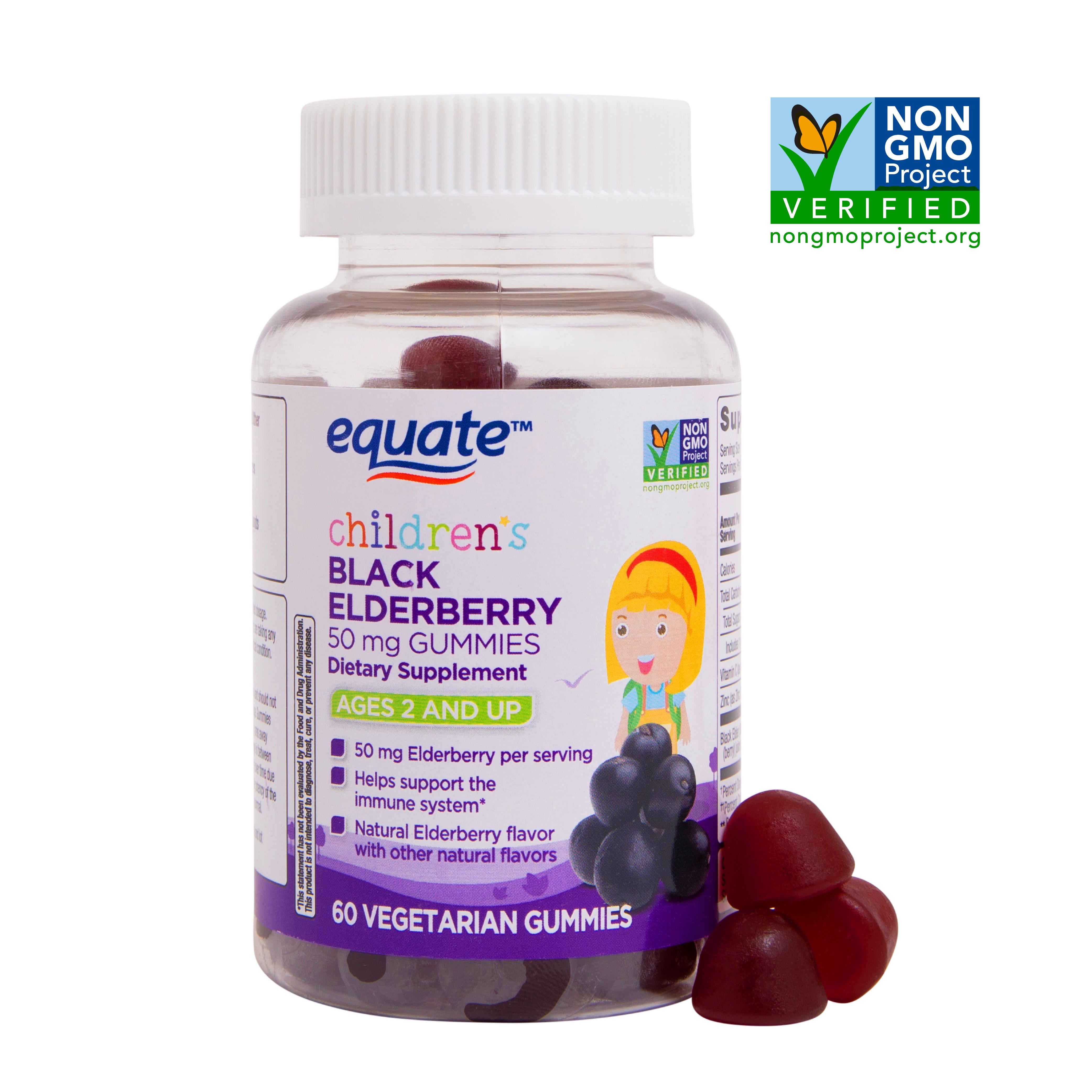 Equate Children's Black Elderberry Gummies, 50 mg, 60 Ct