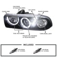 thumbnail image 3 of Spec-D Tuning SMD LED Dual Halo Projector Headlights Black Compatible with 1998-2004 Chevy S10 Pickup, 1998-2004 Chevy S10 Blazer, Left + Right Pair Headlamps Assembly, 3 of 7