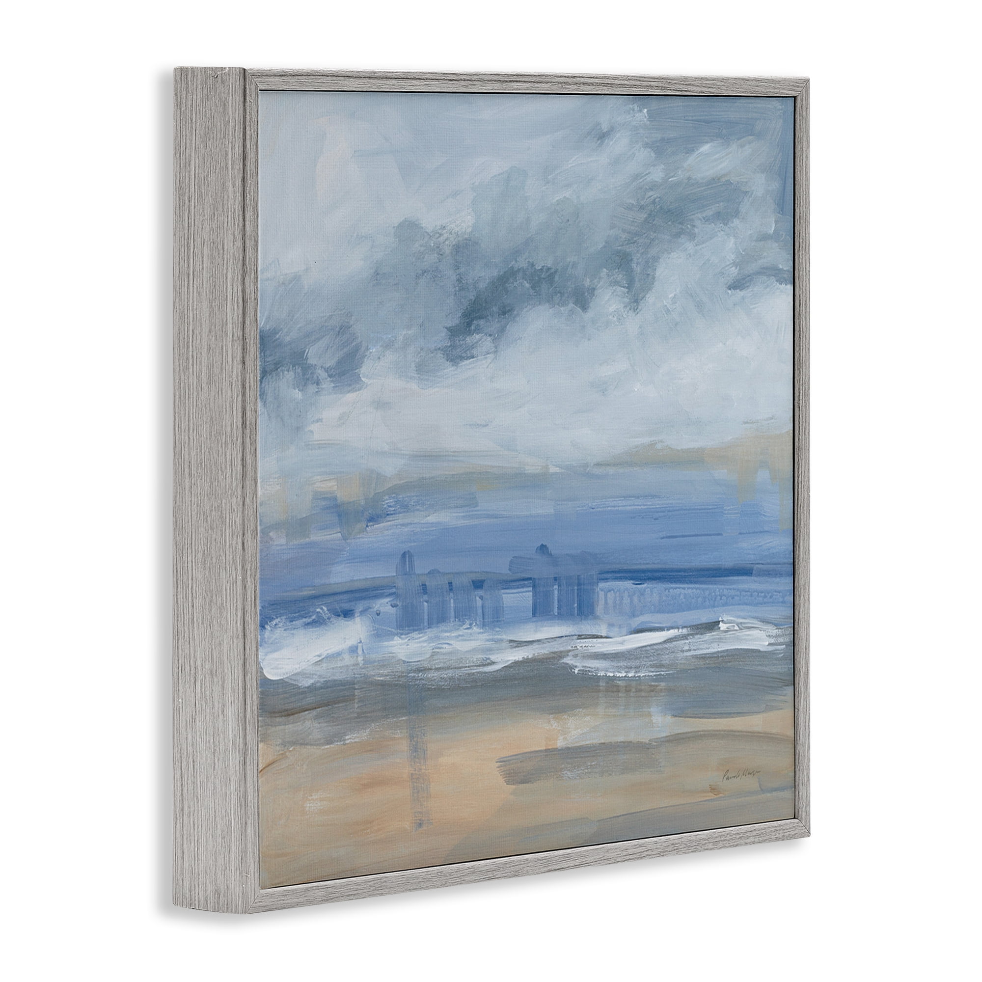 Stupell Industries Abstract Beach Scenery Coastal Painting Gray Framed Art Print Wall Art, 24 x 24