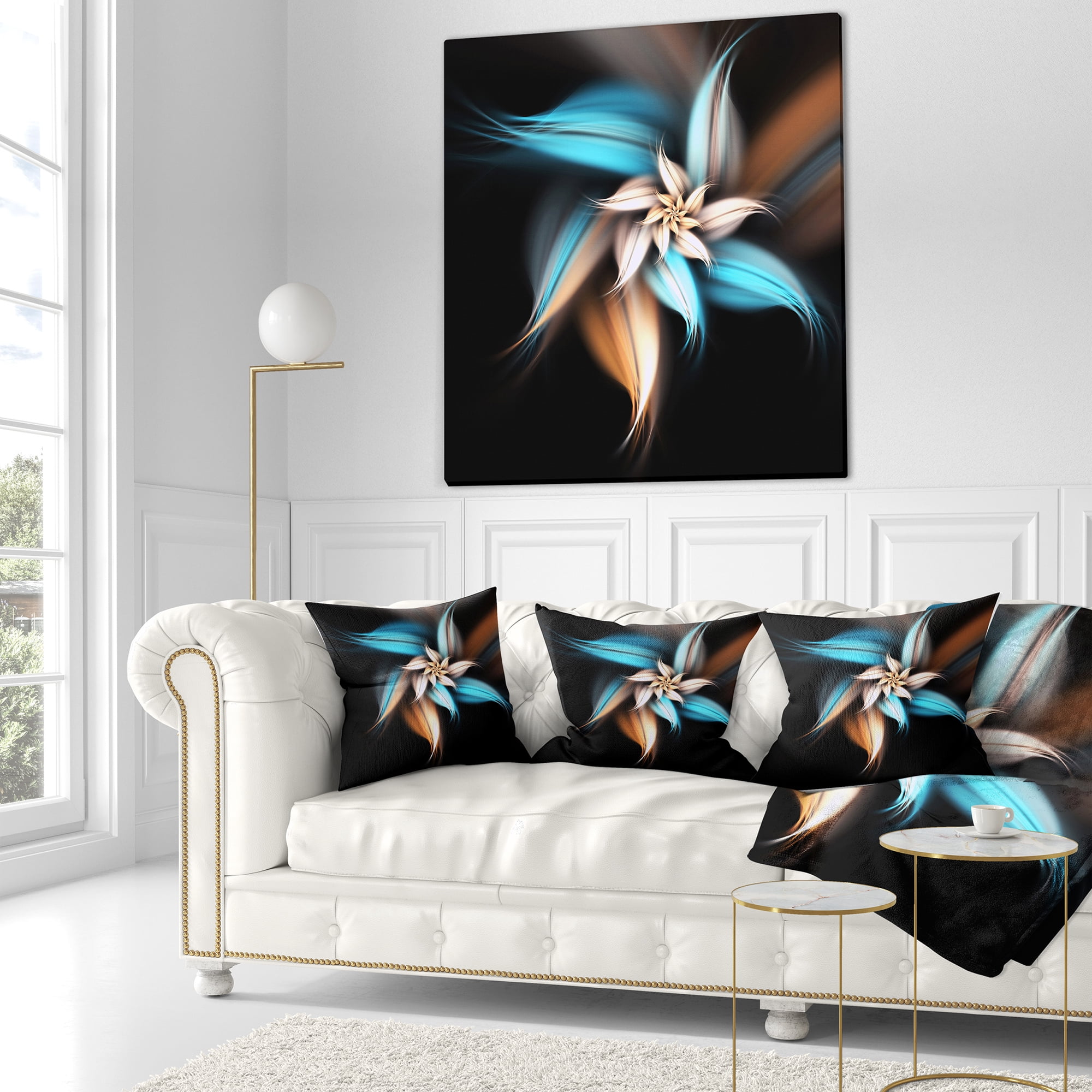 Designart 18" x 18" Blue Polyester Throw Pillow