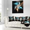 thumbnail image 3 of Designart Blue Brown Digital Art Fractal Flower - Floral Throw Pillow - 16x16, 3 of 5