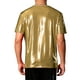 thumbnail image 3 of Camiseta Brillante INSPIRE CHIC para Hombre, Cuello Redondo, Mangas Cortas, Tops de Fiesta Disco Metálicos XL Dorados, 3 of 6