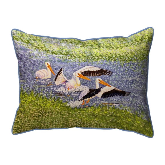 Betsy Drake HJ1402 16 x 20 in. White Pelican Wings Indoor & Outdoor Pillow - Large