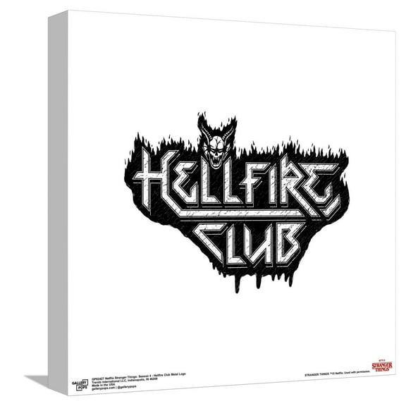 Gallery Pops Netflix Stranger Things: Season 4 - Hellfire Club Metal Logo Canvas Wall Art, Unframed Version, 12" x 12"