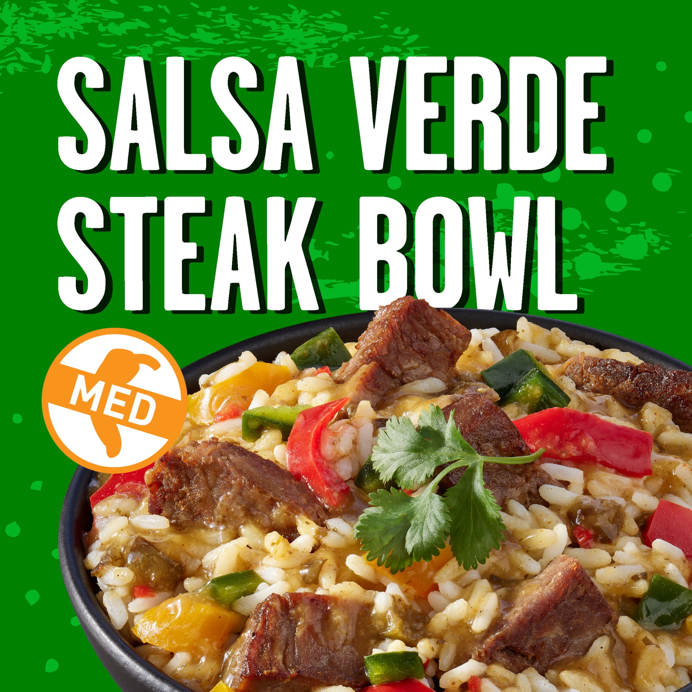Tapatio Salsa Verde Steak Bowl Mexican Microwave TV Dinner with Tapatio Hot Sauce Entree Food Meal, 10 oz (Frozen)