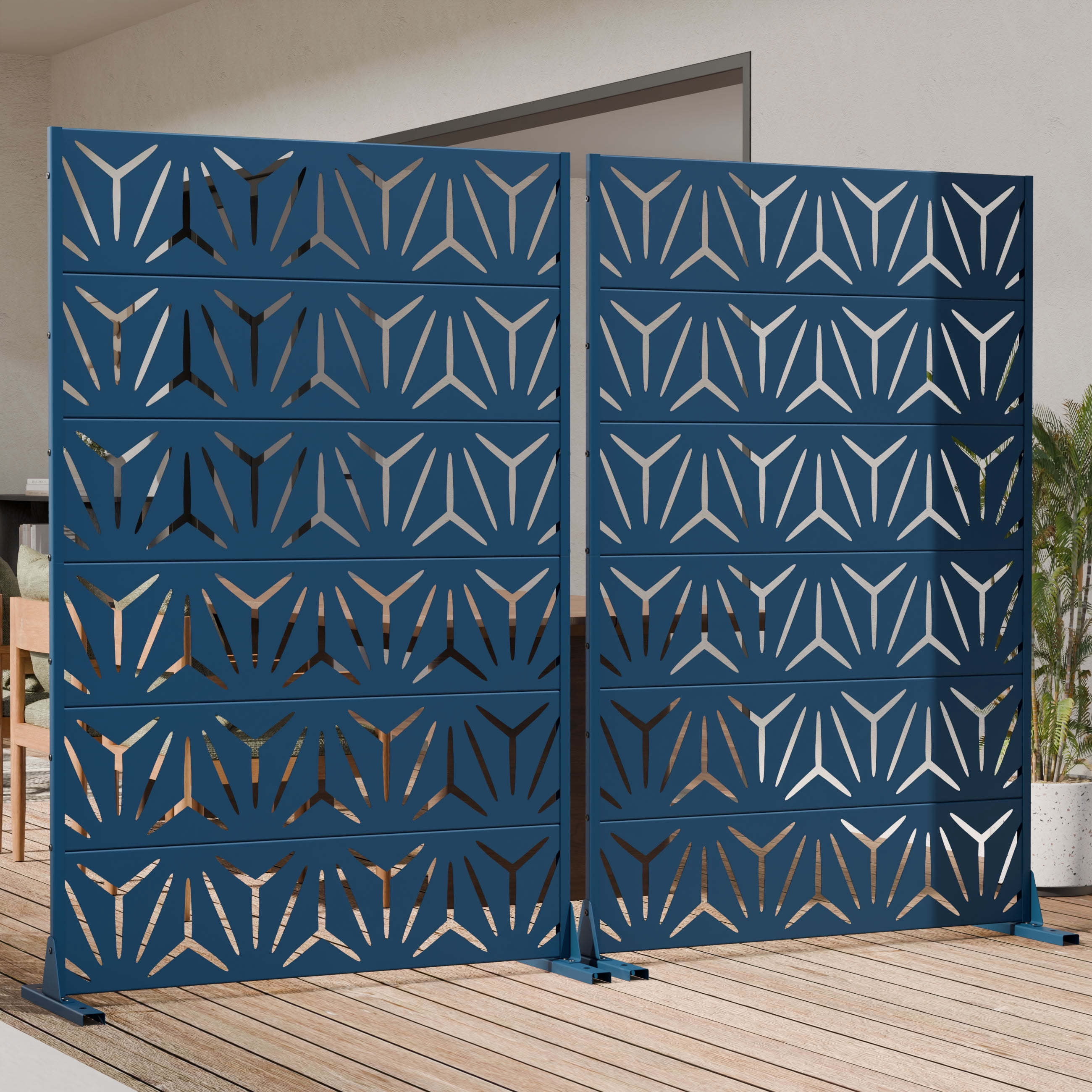 MAYEERTY 6 Panels Metal Outdoor Garden Privacy Screen Patio Backyard Decorative Privacy Fence Divider, 72×47.2×15.7in