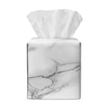 thumbnail image 2 of FKELYI Marble White Print Tissue Box Cover Square PU Leather Tissue Box Holder Facial Paper Organizer Holder for Home Bathroom Office Tabletop Decor, 2 of 7
